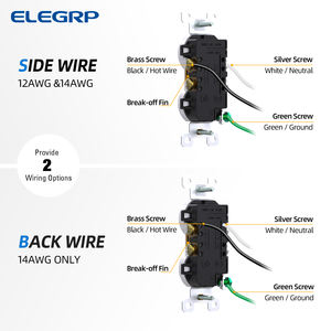 ELEGRP Paquete de 10 Receptáculos Dobles Resistentes a Manipulaciones, Tomacorriente de Pared Eléctrico de 20A 125V, Enchufe de Pared Universal de Grado <span class=keywords><strong>Residencial</strong></span> - Product Image 5