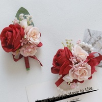Perlengkapan Pernikahan Yi Yage 357 Bunga Kain Buatan untuk Tamu Pesta Pengantin Pria Pengantin Wanita Boutonnieres Corsage Pergelangan Tangan Mawar Kantong OPP