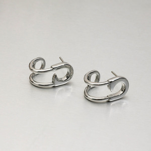 Geometric Stud Earrings Stainless Steel Paperclip Design For Women Everyday Wear - Product Image 2