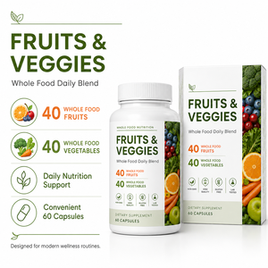 Suplemento de Frutas y Verduras de Marca Privada 40+40 Mezcla Diaria de Alimentos Integrales Sin OGM Sin Gluten Cápsulas de Superalimentos OEM - Product Image 3