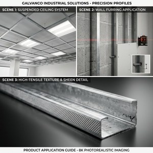 Composants de <span class=keywords><strong>plafond</strong></span> <span class=keywords><strong>suspendu</strong></span> : profilés en U galvanisés et montants métalliques pour la construction de murs modernes en béton armé - Product Image 2