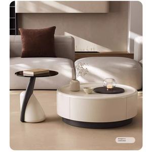Chine Usine Accueil Verre Blanc Table Basse Salon Table Basse Ronde Table Basse avec Stockage - Product Image 6