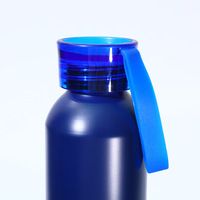 Bouteille d'eau sport en aluminium noire à paroi simple de 600 ml avec couvercle à poignée, portable pour la randonnée, le cyclisme, les voyages, la gym et le fitness
