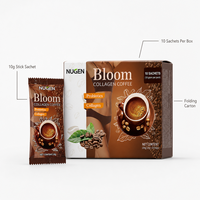 Mélange de café instantané au collagène en sachets de 10g, boîte de 100g, vente en gros, OEM, ODM, fournisseur de marques privées