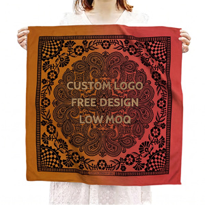 Pañuelo Cuadrado con Logotipo Personalizado, Diseño Floral Étnico, Impresión Digital, Poliéster, Multifuncional, para las Cuatro Estaciones - Product Image 1