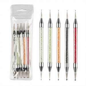 Ensemble de 5 pinceaux à double extrémité en métal pour la décoration des ongles, usage professionnel - Product Image 4