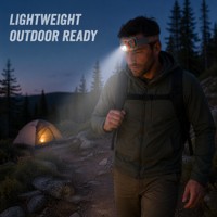 Lámpara Frontal LED Recargable USB C de 400 Lúmenes con Sensor de Movimiento de Mano, Atenuación Gradual, Luz Estroboscópica Roja para Trabajo al Aire Libre y Emergencias