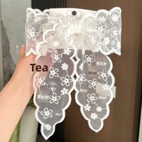 Pince à cheveux décorative pour femme, style forêt féerique, en maille tricotée avec petit nœud floral en dentelle et ruban, idéale pour queue de cheval, cadeau féminin
