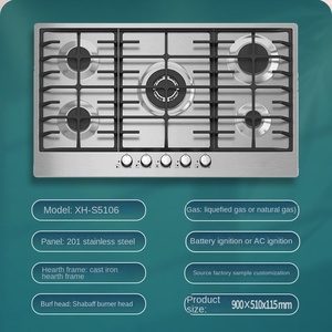 5-Burner Built-in Desktop Gas Hob Household Kitchen Appliances Flame Safety Device Tempered Electric/Battery-Powered Outdoor - Product Image 5