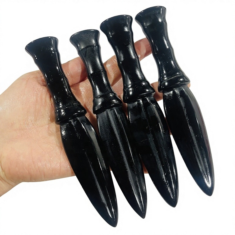 Wholesale Crystal Knife Carving Black Obsidian