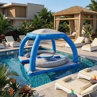 Île flottante gonflable avec auvent, cabane flottante pour jeux aquatiques et protection solaire