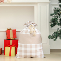 Bolsa de Navidad Reutilizable al por Mayor con Cordón y Monograma, Saco de Papá Noel de Lona Reutilizable