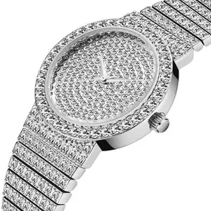 蓝调新设计情侣手表24毫米34毫米白金防水男女情侣全钻石手表