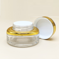 Pot en verre avec couvercle doré Homay de luxe rond transparent 30g 50g pour emballage de soins de la peau crème de luxe pour le visage crème cosmétique