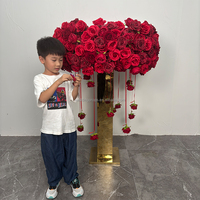 Boule de fleurs artificielle géante en soie rouge pour mariage, centre de table, 90 cm de diamètre, pour événements, fêtes, Pâques, Noël - Prix de gros