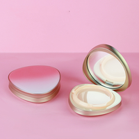 Vente en gros de boîtes compactes en plastique ABS rose en forme de cœur de 15 g, vides, pour fond de teint, cosmétiques, avec coussin d'air, poudre libre, manipulation par estampage
