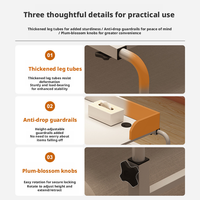 Table d'appoint mobile SONA HOME en promotion – Style crème minimaliste, réglable avec garde-corps, en MDF épais et structure métallique