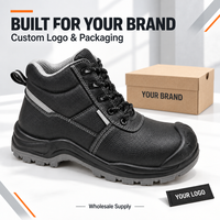 Bottes de sécurité personnalisées S1P EN ISO 20345 en cuir croûte, chaussures de travail montantes avec doublure en maille, bande réfléchissante et double semelle en PU – Vente en gros