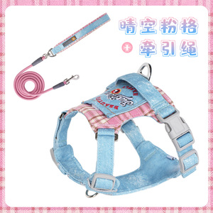 Harnais pour chien en denim, style gilet, anti-explosion, pour chiens de grande, moyenne et petite taille, pour les promenades - Product Image 4