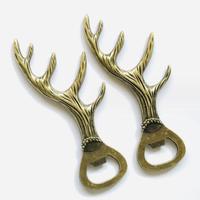 Zink legierung Tier Thema Bierflaschen öffner mit antikem Bronze Geweih geformt Metall Handwerk Geschenk für das chinesische Neujahr Vatertag