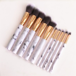 Juego de pinceles de maquillaje azul tinta de alta calidad, 10 Uds., <span class=keywords><strong>con</strong></span> mango de mármol de lujo, logotipo personalizado, Etiqueta Privada, uso facial <span class=keywords><strong>con</strong></span> <span class=keywords><strong>corrector</strong></span> - Product Image 3
