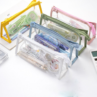 Sac à crayons personnalisé avec logo en PVC, fermeture éclair, fournitures scolaires pour la rentrée scolaire, étui pour crayons, organisateur de maquillage, sacs cosmétiques