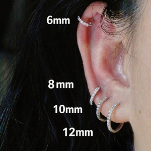 Aazuo Boucles d'oreilles classiques en or massif 18 carats avec diamants de laboratoire taille brillant, charmantes boucles d'oreilles rondes à crochet, cadeau pour filles, à porter au quotidien - Product Image 6