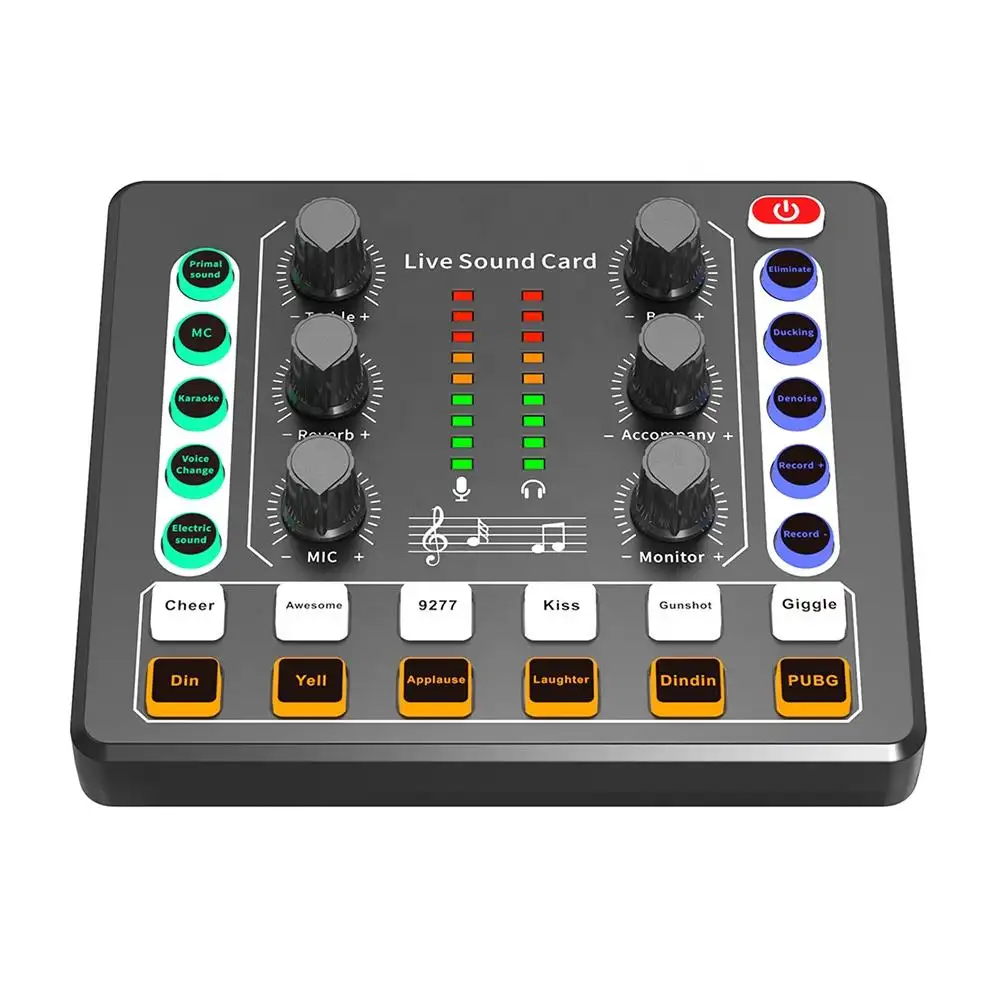 ISonger Tarjeta de sonido interfaz de audio Grabación de estudio de música actualizada V8 tarjeta de sonido mezclador de podcast Equipo profesional de podcasting