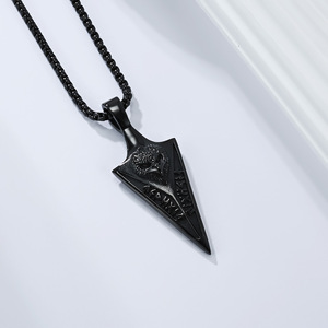 Collar con Colgante <span class=keywords><strong>de</strong></span> Acero Inoxidable 316L Antideslustre, Diseño <span class=keywords><strong>de</strong></span> la Lanza Gungnir <span class=keywords><strong>de</strong></span> Odín con Cuervo y Runas Nórdicas, para Hombre - Product Image 3