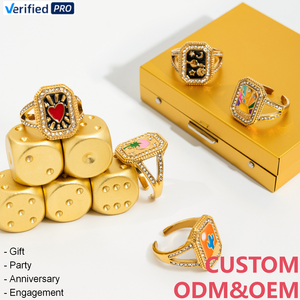 CAIOOCHE Bague ajustable en acier inoxydable avec émail, strass et motif goutte <span class=keywords><strong>d</strong></span>'huile, bijou de mode esthétique lune et étoile, cadeau Fête des Mères - Product Image 1