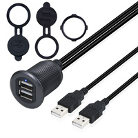 Type C 2.0 + USB2.0 mâle à femelle AUX support de voiture câble de lumière LED affleurant extension étanche pour voiture camion bateau moto 3ft