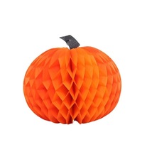 Décoration de citrouille en papier nid d'abeille pour fête d'Halloween, thème festif, pendentif artisanal en papier, ornement de citrouille en nid d'abeille