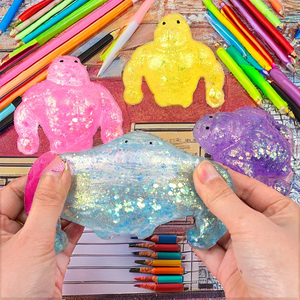 Mini <span class=keywords><strong>jouet</strong></span> en peluche <span class=keywords><strong>singe</strong></span> élastique, idéal pour soulager le stress et la tension, balle à presser unisexe, en matériau TPR Maltose Gorilla - Product Image 2