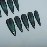 Alta calidad hecha a mano Color mezclado estilo ojo de gato forma de ataúd forma de uñas artificiales reutilizables y venta al por mayor de fábrica