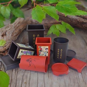 Maceta cilíndrica de imitación de arcilla púrpura para orquídeas con orificio de drenaje para plantas de escritorio - Product Image 3