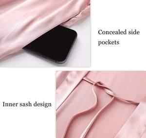 사용자 정의 퍼지 신부 가운 팜므 여성 긴 기모노 100% 실크 럭셔리 깃털 가운 - Product Image 4