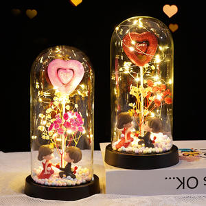 Cadeau pour les amoureux en gros, Saint-Valentin, couverture en plastique luminescente, fond noir, ornements pour les amoureux, fleurs décoratives, plantes - Product Image 4