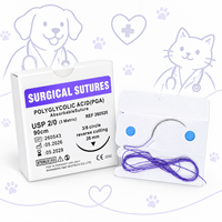 Sutures chirurgicales vétérinaires résorbables à coupe inversée avec aiguille PGA 2-0 3-0 pour chiens et chats, prêtes à être expédiées