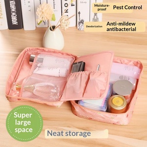 Bolsa de Cosméticos con Cierre de Cremallera de Cuatro Lados, Material Oxford Geométrico, Asa Suave, Gran Capacidad, Organizador de Maquillaje Portátil de Viaje con Logotipo - Product Image 3