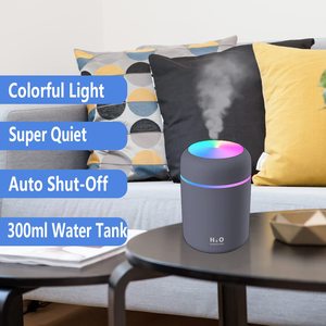 Humidificateur portable mini LED avec pulvérisation de 300 ml, double brumisation, diffuseur d'huiles essentielles aromatiques, humidificateur d'air H2O pour voiture - Product Image 3
