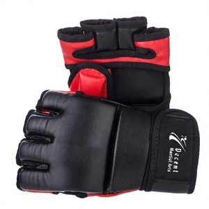 ถุงมือ MMA แบบครึ่งนิ้ว หนัง PU ปิดด้วยเวลโคร สีดำแดง สำหรับศิลปะการต่อสู้ ยูนิเซ็กซ์ คุณภาพพรีเมียม ถุงมือ MMA แบบสั่งทำพิเศษ - Product Image 1