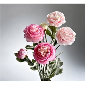 Fleurs artificielles de renoncules faites à la main, toucher réel, en tissu de soie, pour la décoration du salon et de la fête du Poisson d'avril, <span class=keywords><strong>Asiaticus</strong></span> - Product Image 2