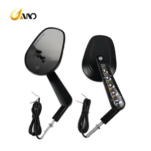 WANOU-HSJ-192 Placage Noir LED Miroir Rétroviseur Latéral Moto