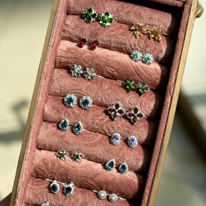 Wholesale 925 <b>Silver</b> Mixed Stone Earrings Lot Assorted Gemstone <b>Studs</b> Dangle Healing Crystal Jewelry Bulk - Product Image 1