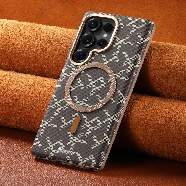 For Samsung Galaxy S26 Ultra Phone Case Magnet Wireless Charging Frosted Feel Luxury Faux Leather S25 S24