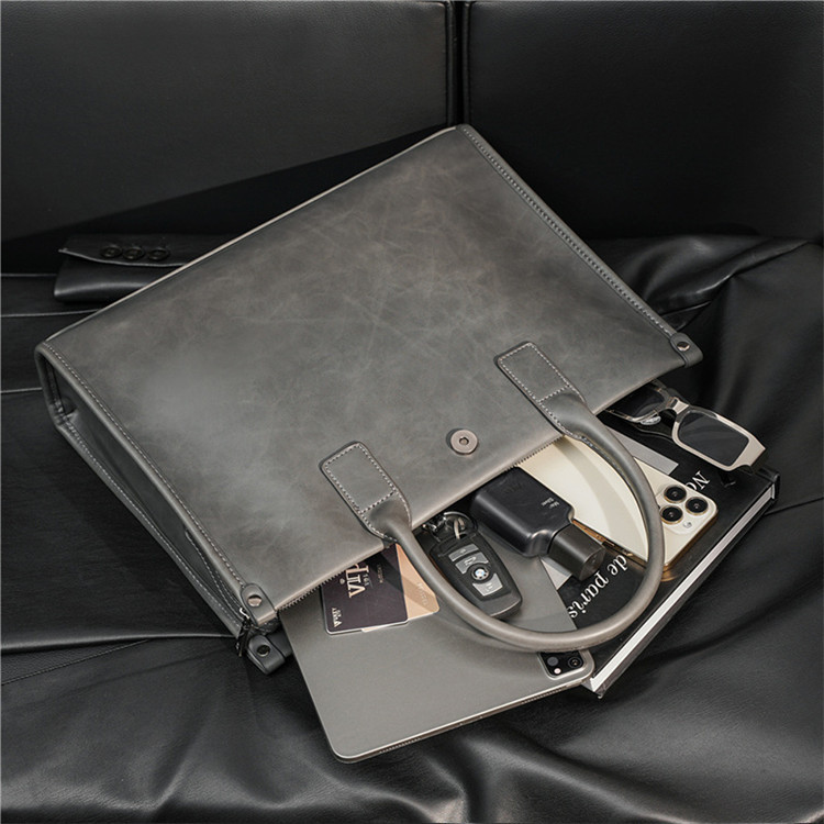 Men's Korean Style Trendy Grey Briefcase – Laptop & Document Messenger Shoulder Bag - View 5