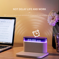 Accessoires audio pour la maison, haut-parleur Bluetooth 4 en 1 avec chargeur sans fil, réveil, lampe chaude et colorée et support de téléphone