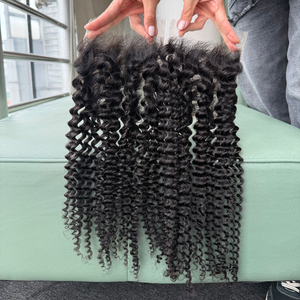 Closure en dentelle HD 5x5 Kinky Curly, 100% cheveux humains, noir naturel # Closure en cheveux humains 1B pré-épilée avec nœuds blanchis pour femmes - Product Image 4
