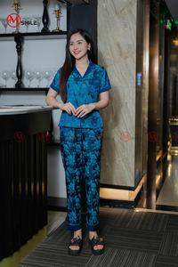 MBD302 <b>SATIN</b> FABRIC Pajamas for Women <b>Set</b> Custom Sleepwear Heart Printed <b>Pyjamas</b> <b>Set</b> Long Shirt - Long Pant - Product Image 5