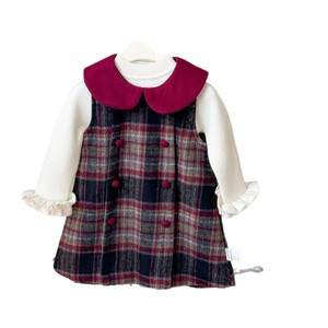 Tongxingyuan Girls Plaid Vest Dress Set With Fleece Lining Autumn Winter Princess Outfit Children's Clothing - Product Image 5